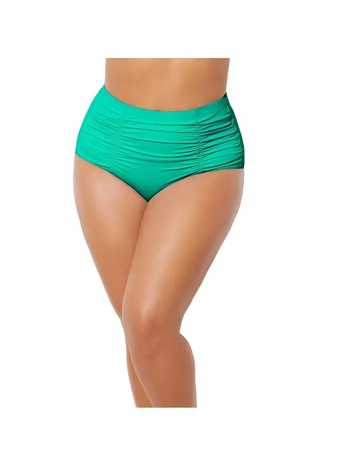 Женские плавки-шорты с высокой талией и сборками Swimsuits for All — изображение 1 из 2