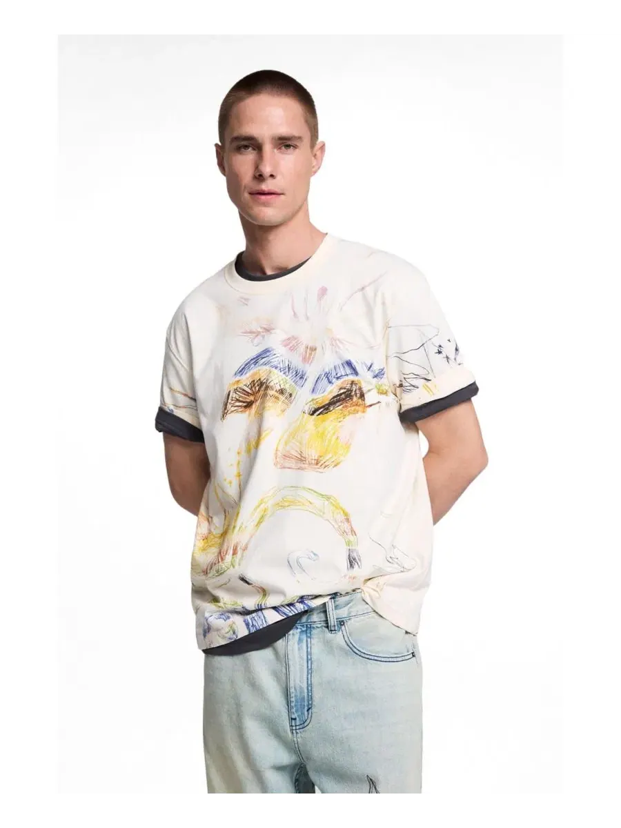 Мужская футболка с принтом и рисунками Desigual — изображение 1 из 4, белый