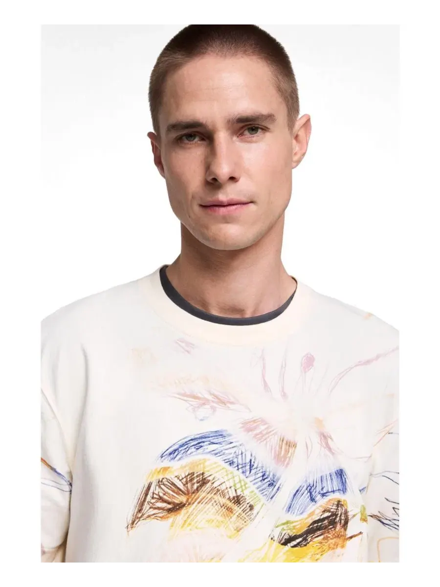 Мужская футболка с принтом и рисунками Desigual — изображение 3 из 4, белый