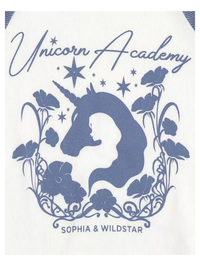 Футболка для девочек Unicorn Academy — изображение 4 из 4, белый/синий