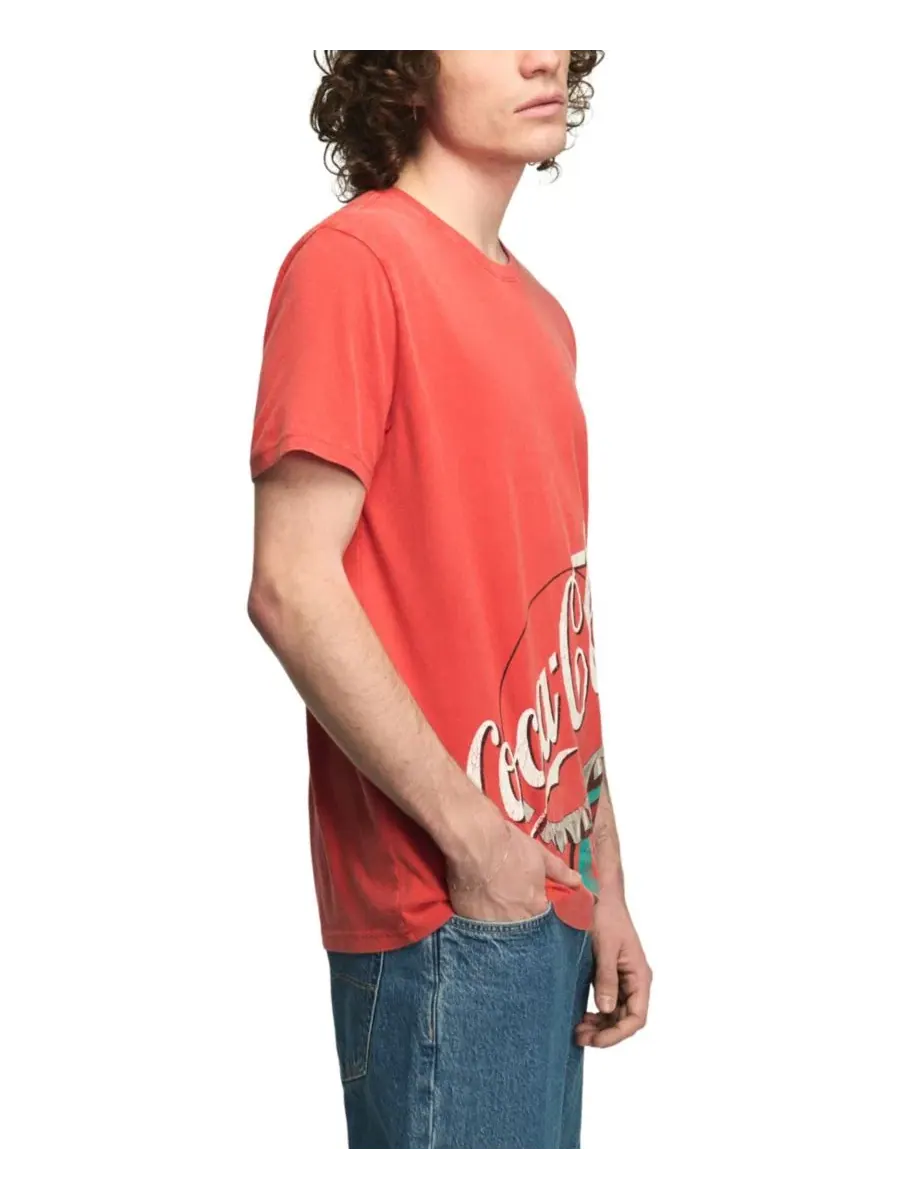 Мужская футболка с круглым вырезом в стиле ретро с изображением Coca-Cola Lucky Brand — изображение 2 из 4, красный