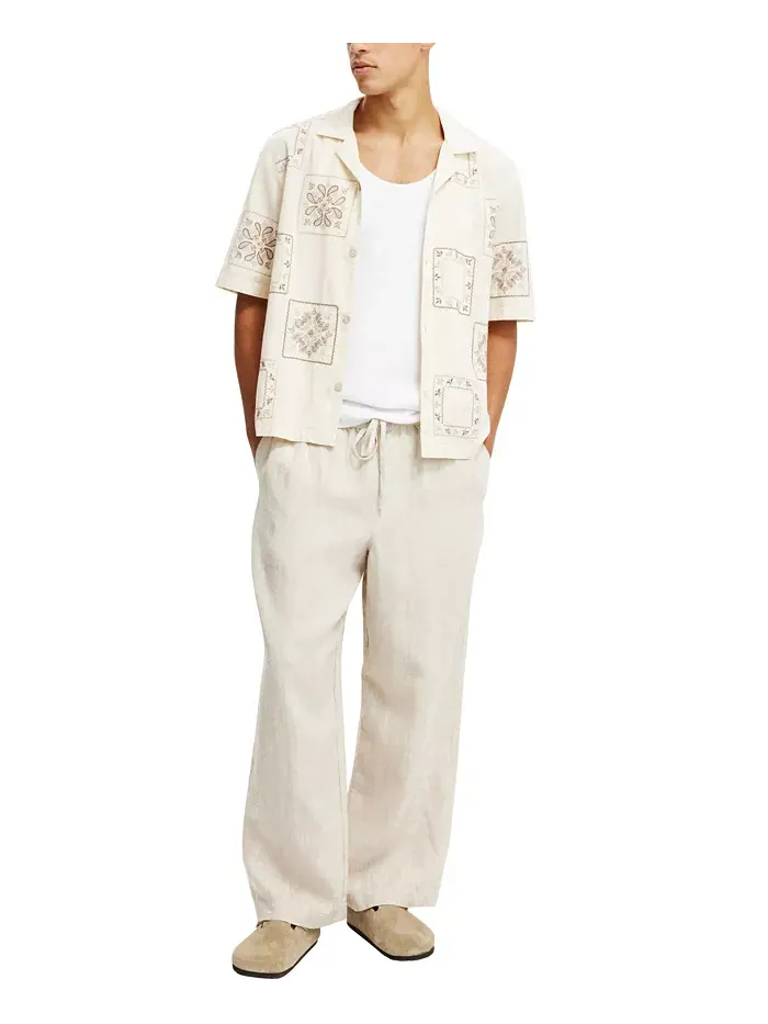 Мужские брюки Super Baggy из льна COTTON ON — изображение 4 из 5, овсяный