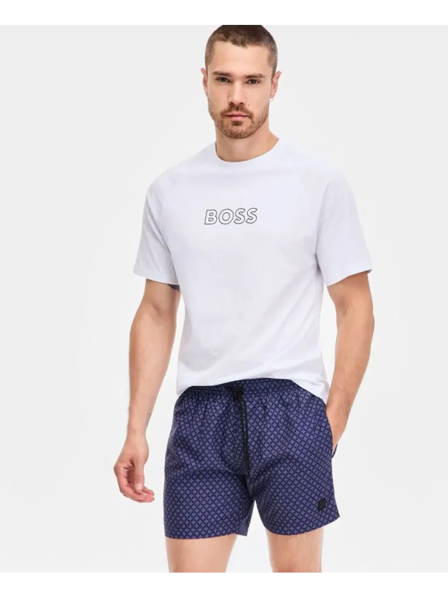 Мужские плавки BOSS с принтом в горошек, высота 5 дюймов Hugo Boss — изображение 1 из 3, темно-синий