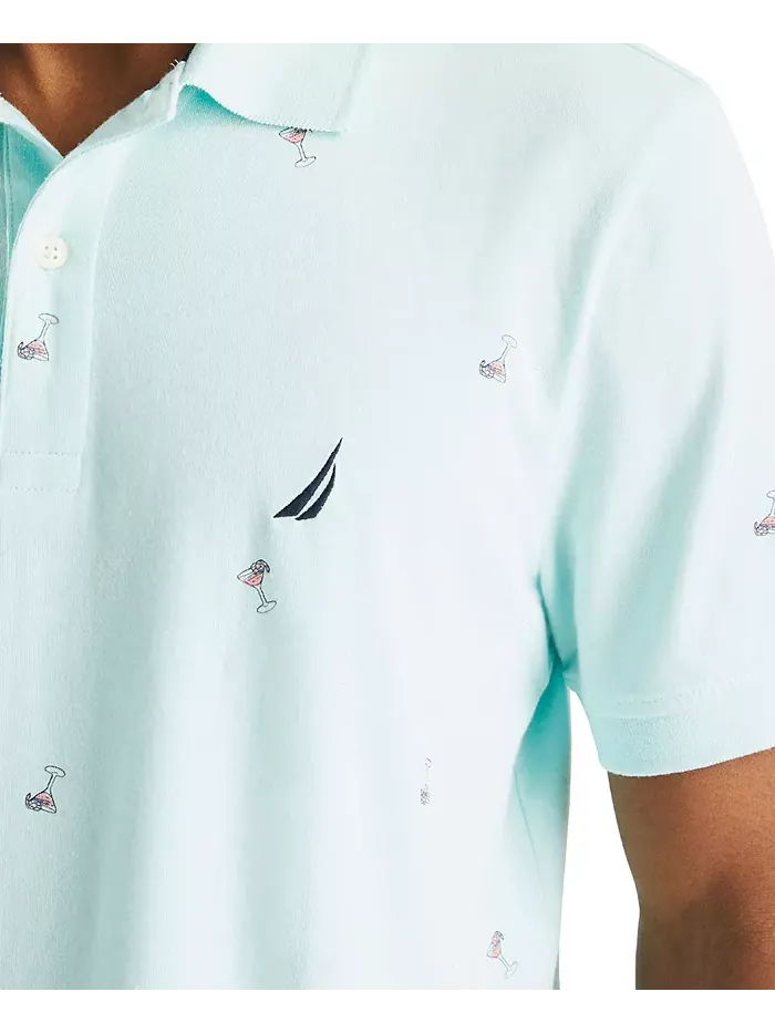 Мужская поло с коротким рукавом и принтом "коктейль" Nautica — изображение 3 из 4, синий