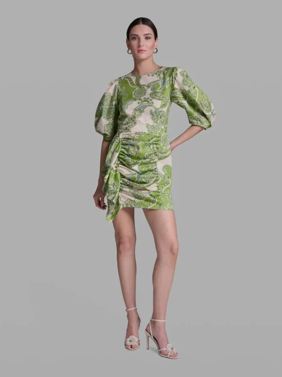 Женское платье с принтом «пейсли», оборками и круглым вырезом Bcbg — изображение 1 из 11, мульти