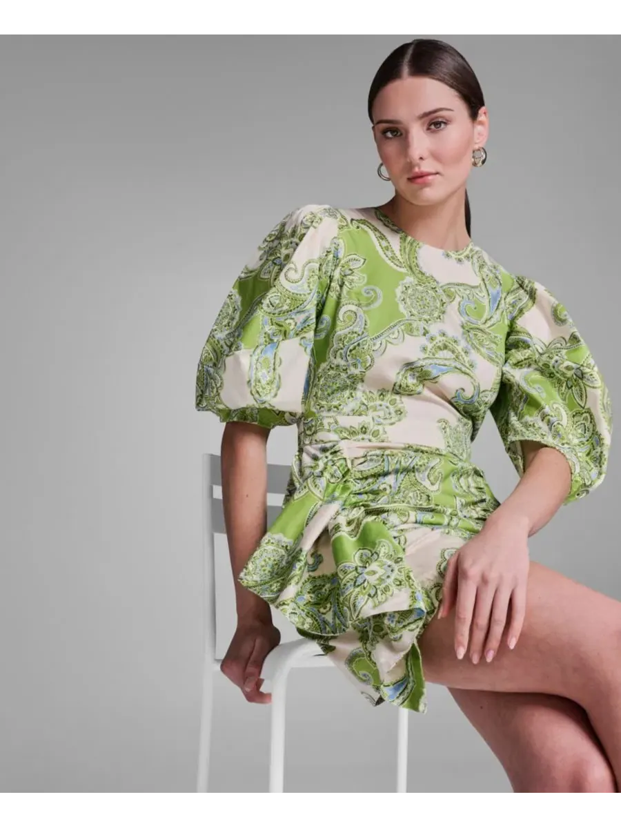 Женское платье с принтом «пейсли», оборками и круглым вырезом Bcbg — изображение 7 из 11, мульти