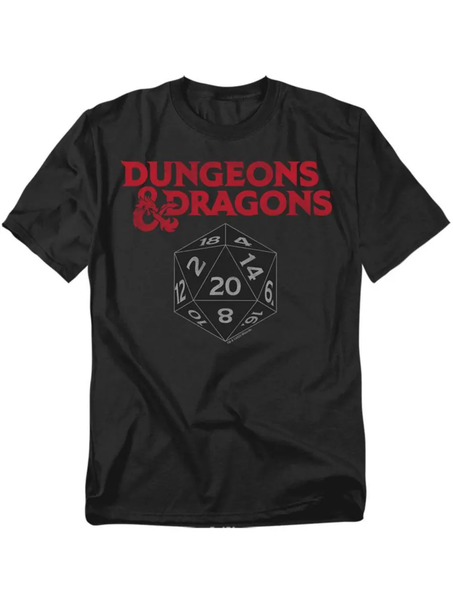 Футболка большого размера с изображением Dungeons & Dragons, черная, D20 D&D — изображение 1 из 3, черный