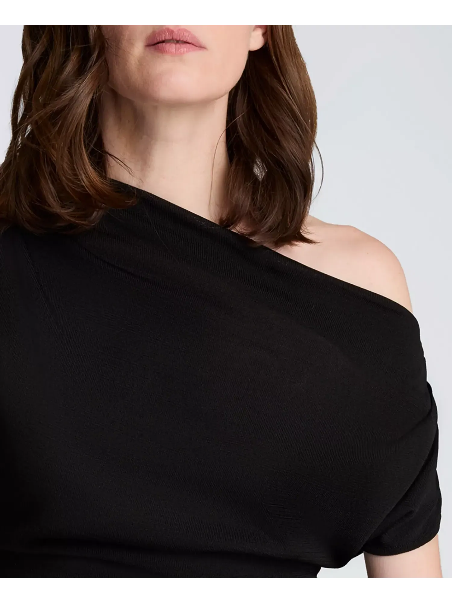 Топ Kenneth Cole Asymmetrical Drape Short-Sleeve — изображение 4 из 6, черный