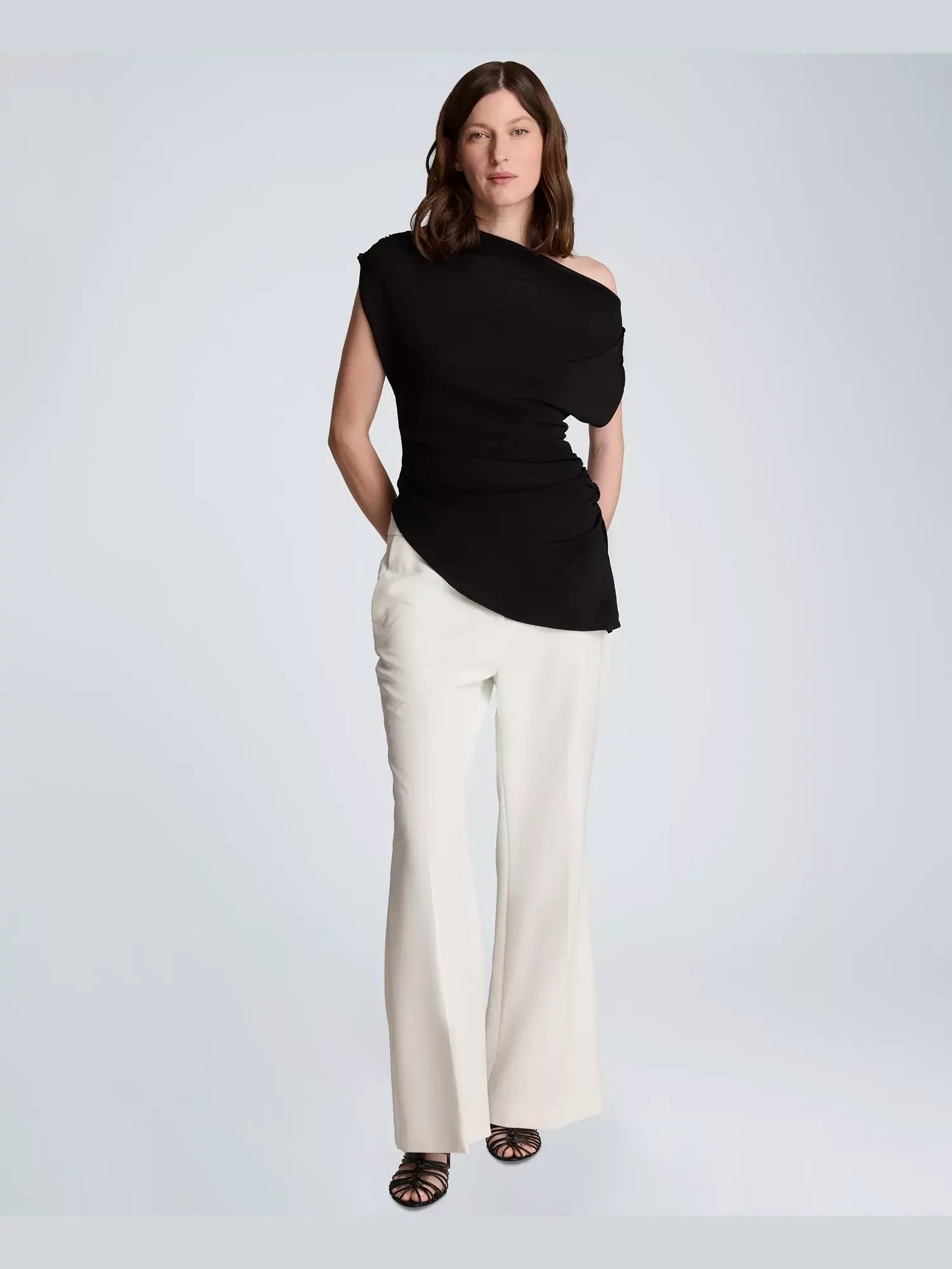 Топ Kenneth Cole Asymmetrical Drape Short-Sleeve — изображение 6 из 6, черный