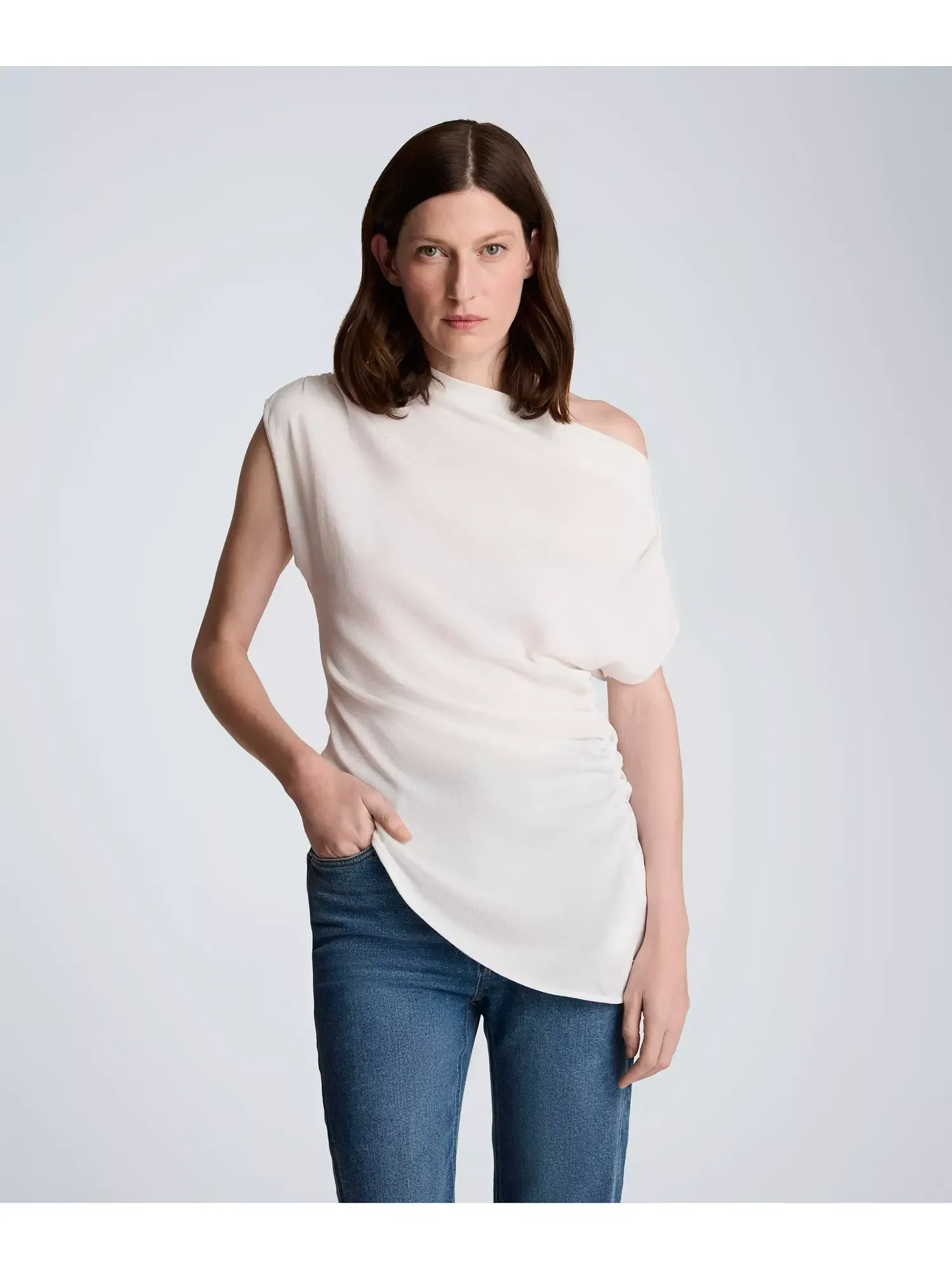 Оп Kenneth Cole Asymmetrical Drape Short-Sleeve — изображение 1 из 5, белый