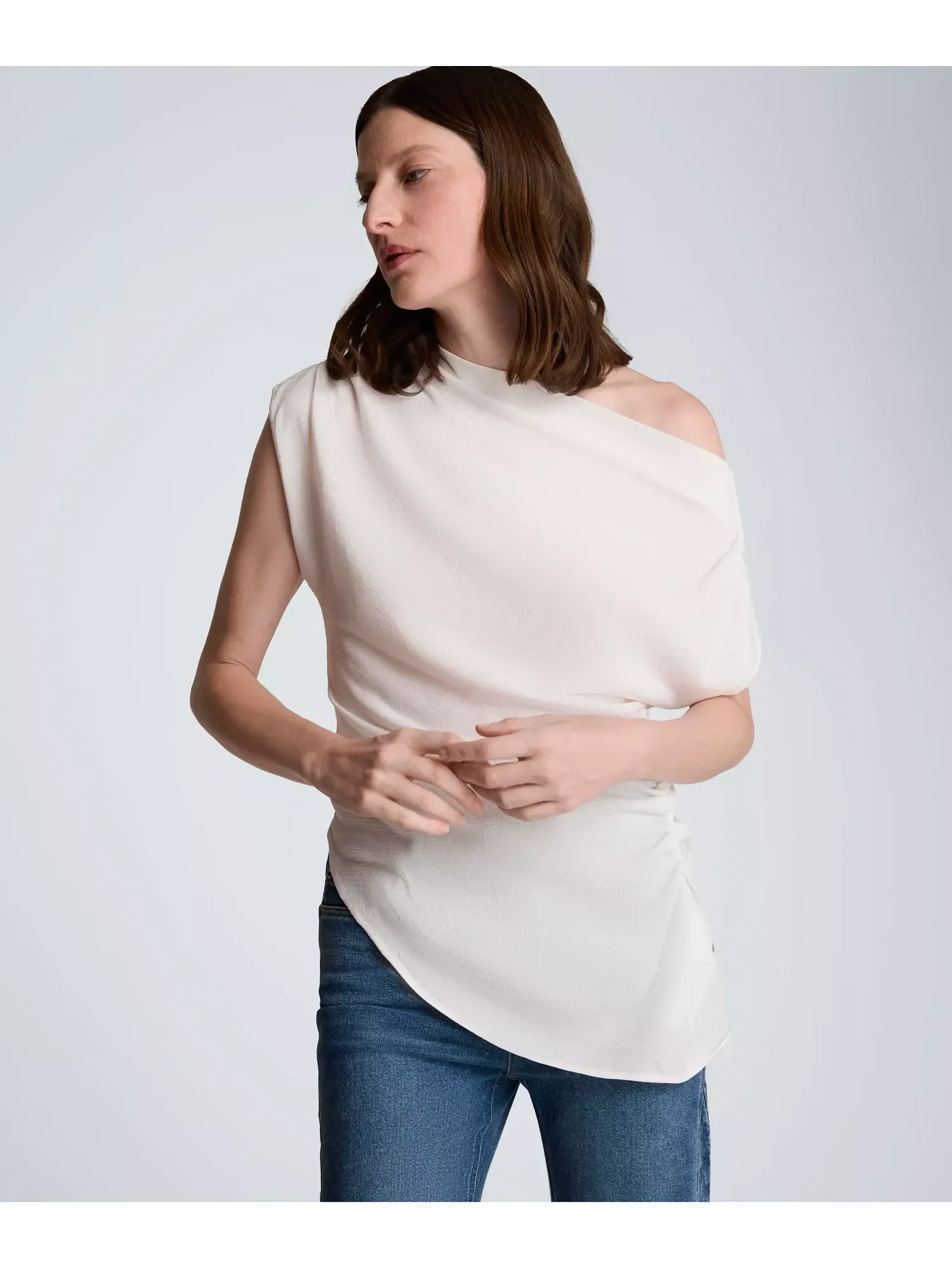 Оп Kenneth Cole Asymmetrical Drape Short-Sleeve — изображение 3 из 5, белый