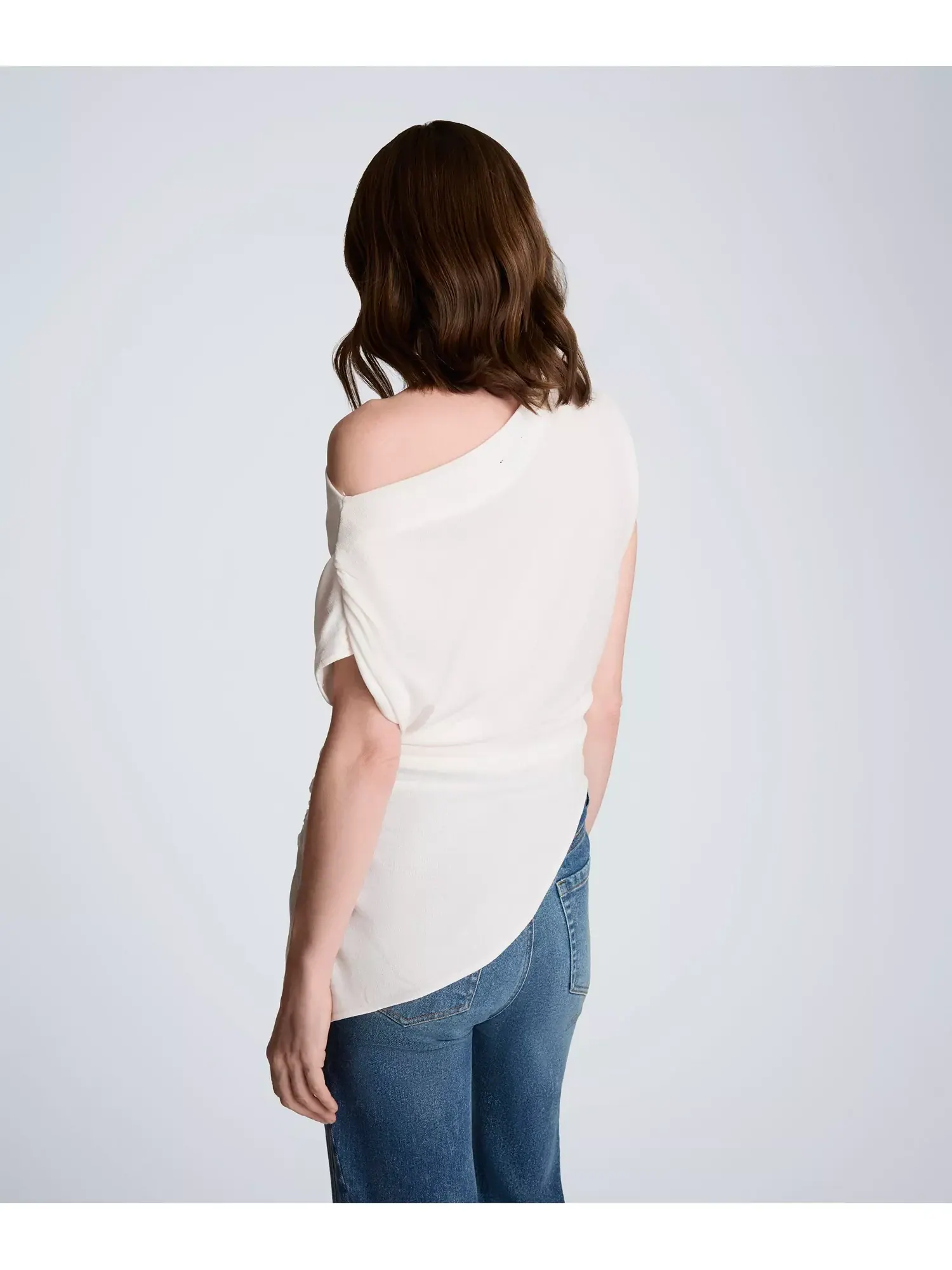 Оп Kenneth Cole Asymmetrical Drape Short-Sleeve — изображение 4 из 5, белый