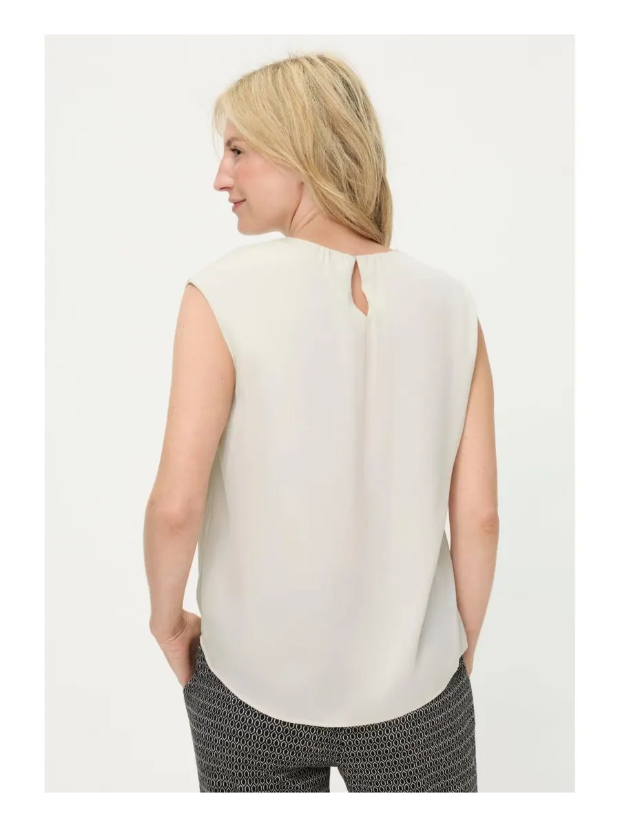 Женский топ без рукавов из атласа с эффектом ткани Olsen — изображение 2 из 7, бежевый