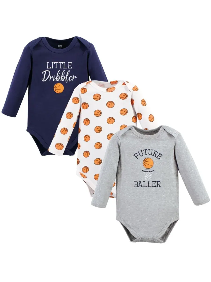 Хлопковые боди с длинными рукавами, комплект из 3 штук Hudson Baby, Basketball — изображение 1 из 3