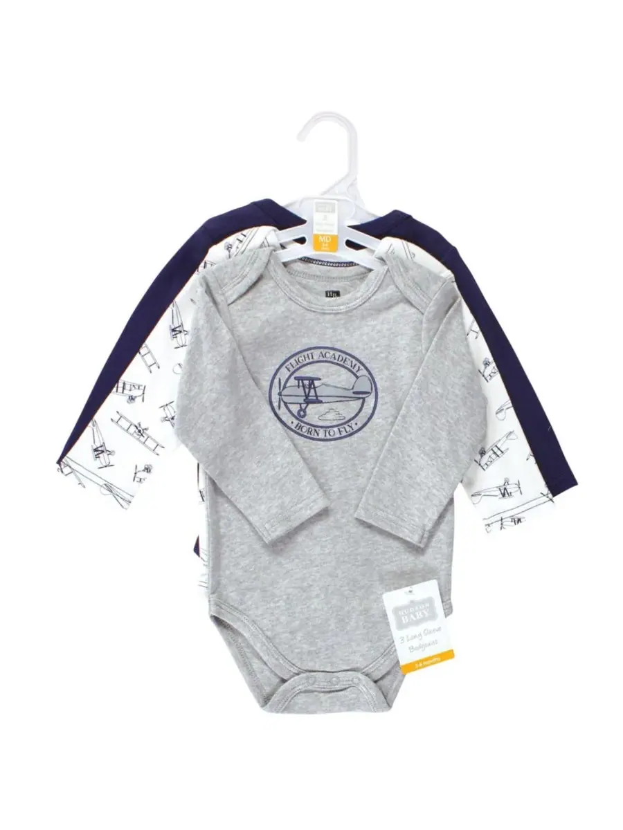 Хлопковые боди с длинными рукавами, комплект из 3 штук Hudson Baby, Aviation — изображение 2 из 3