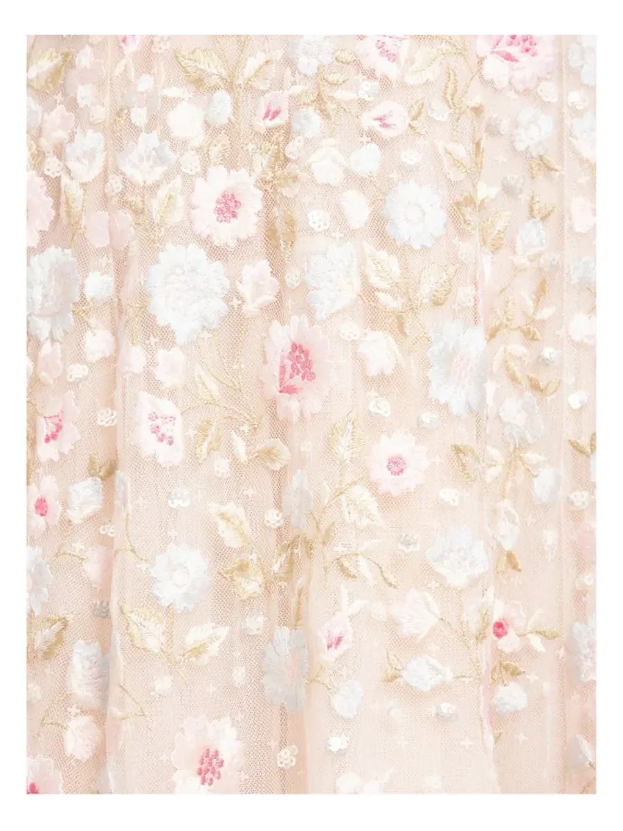 Платье-макси с длинным рукавом Ethereal Blooms Cape Sleeve Ankle Gown Needle & Thread — изображение 2 из 8, кремовый/мульти