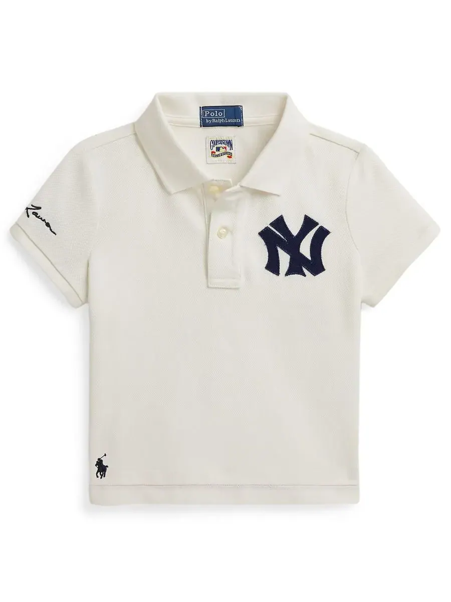 Поло-рубашка Yankees с планкой на двух пуговицах для девочек (2T-6X) Polo Ralph Lauren — изображение 1 из 3, белый