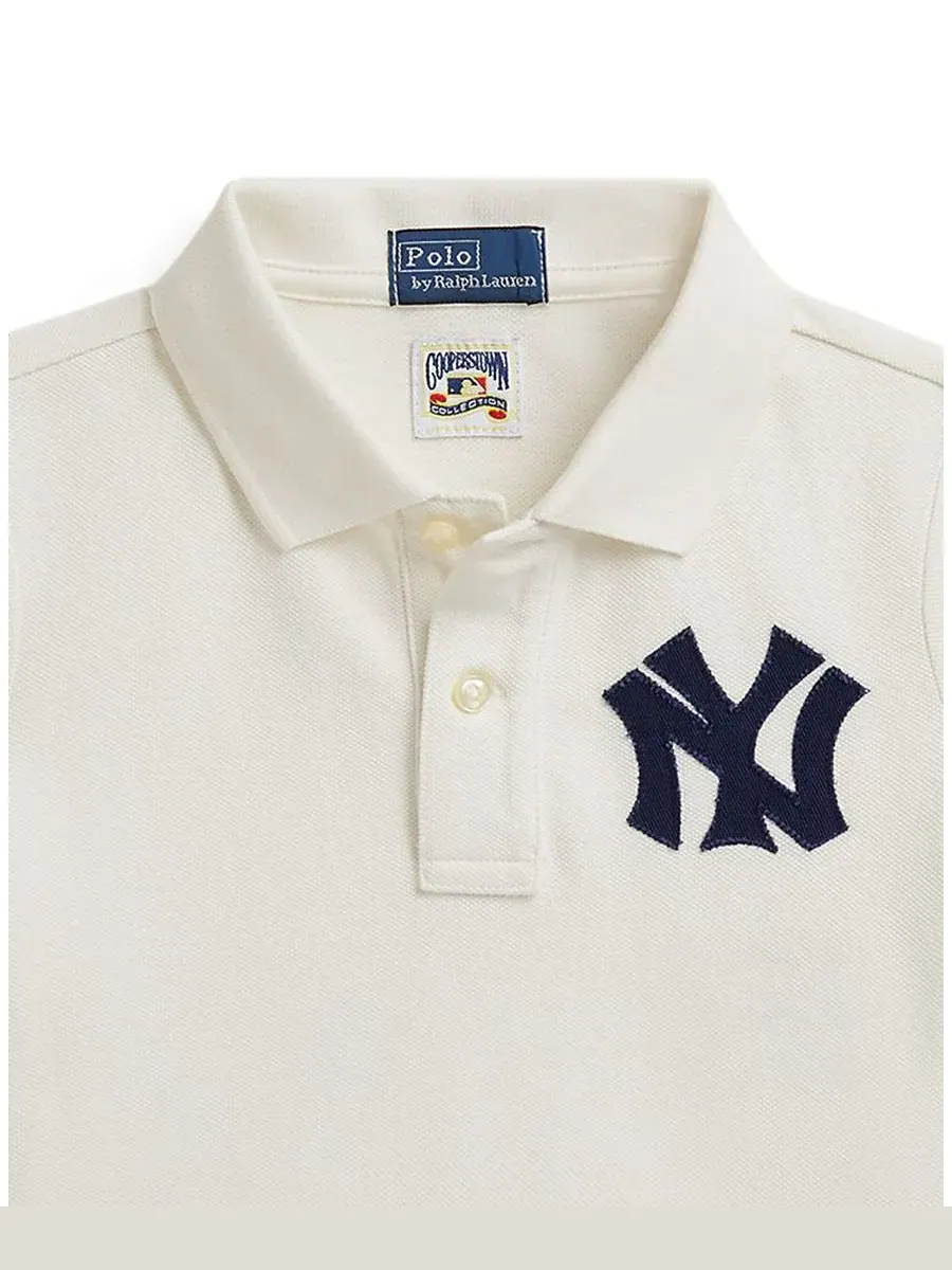 Поло-рубашка Yankees с планкой на двух пуговицах для девочек (2T-6X) Polo Ralph Lauren — изображение 3 из 3, белый