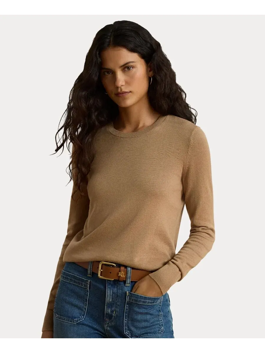 Свитер с длинным рукавом и круглым вырезом Lauren Ralph Lauren — изображение 1 из 6, коричневый