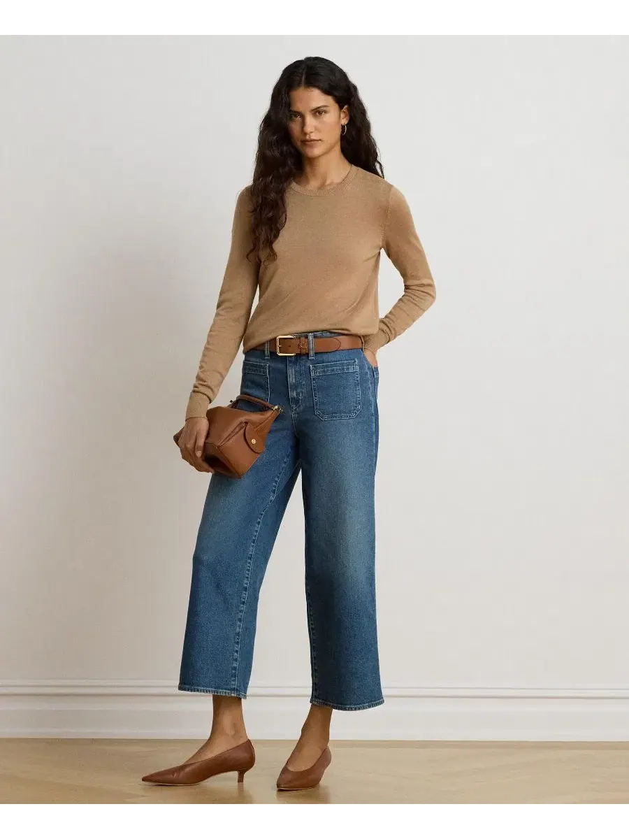 Свитер с длинным рукавом и круглым вырезом Lauren Ralph Lauren — изображение 4 из 6, коричневый