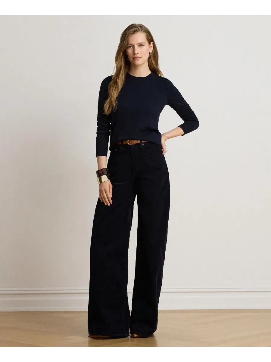 Свитер с длинным рукавом и круглым вырезом Lauren Ralph Lauren — изображение 4 из 8, темно-синий
