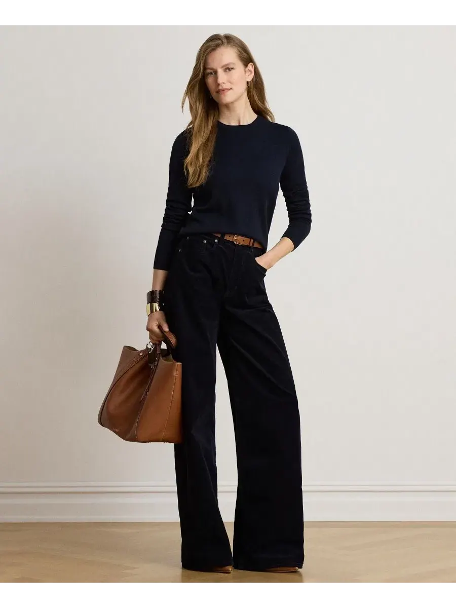 Свитер с длинным рукавом и круглым вырезом Lauren Ralph Lauren — изображение 5 из 8, темно-синий