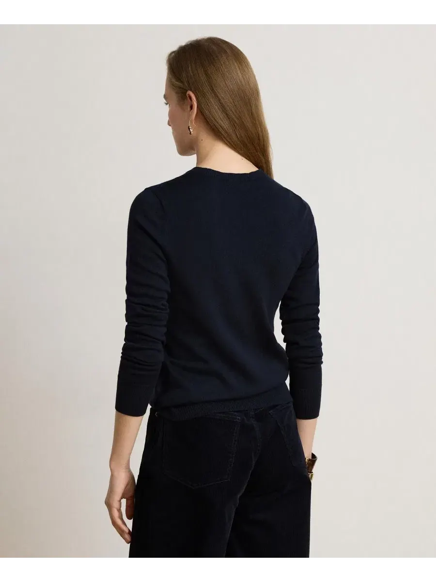 Свитер с длинным рукавом и круглым вырезом Lauren Ralph Lauren — изображение 7 из 8, темно-синий