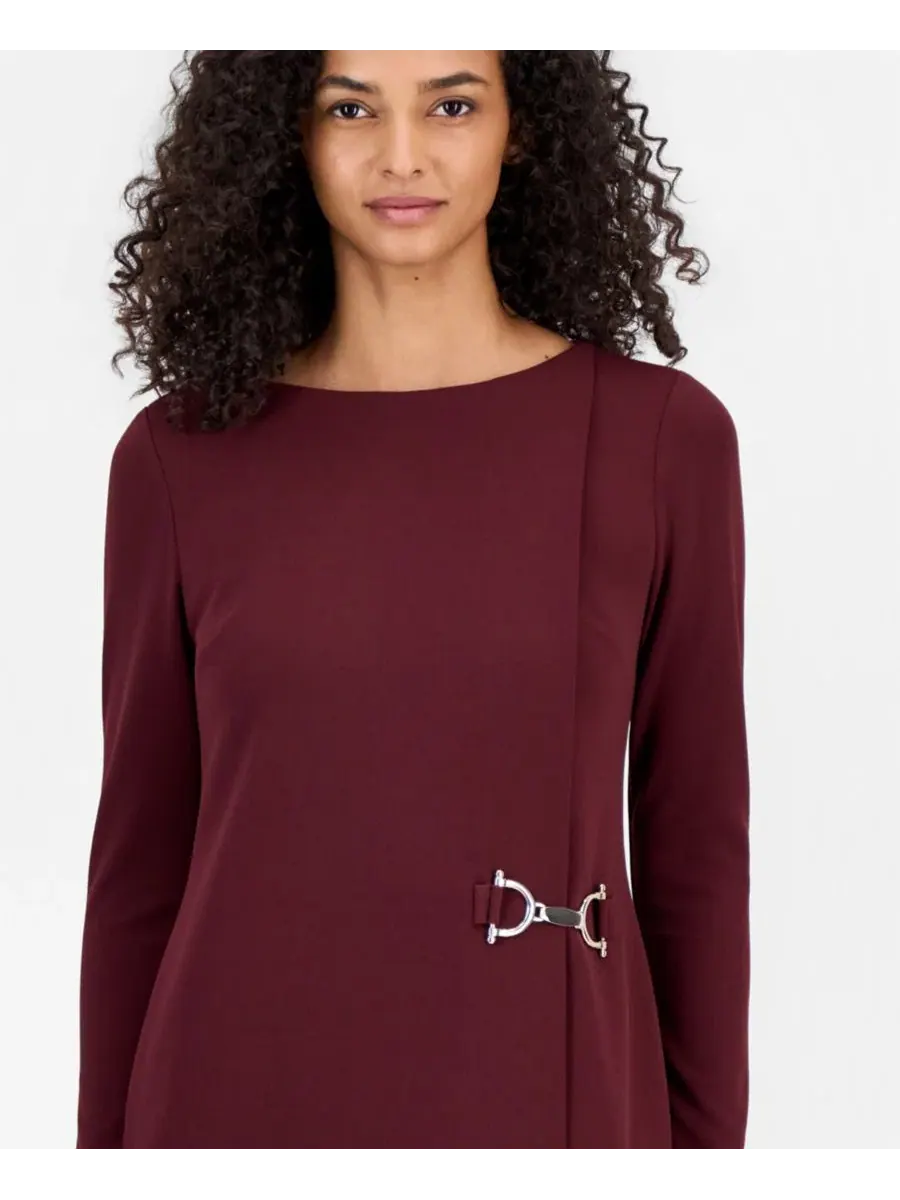 Платье-футляр с принтом, длинным рукавом Anne Klein — изображение 4 из 5, бароло