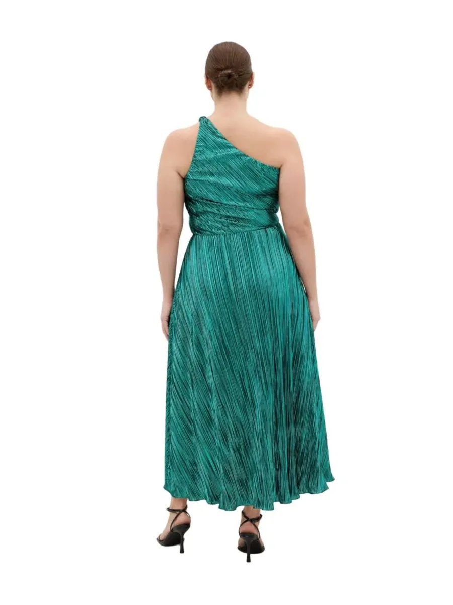 Платье с одним плечом Kamila One Shoulder Metallic CITY CHIC — изображение 3 из 5, изумруд