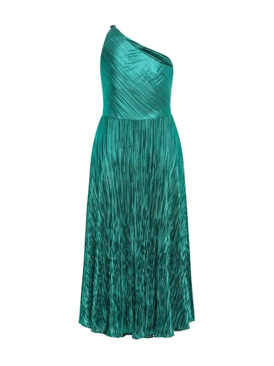 Платье с одним плечом Kamila One Shoulder Metallic CITY CHIC — изображение 5 из 5, изумруд