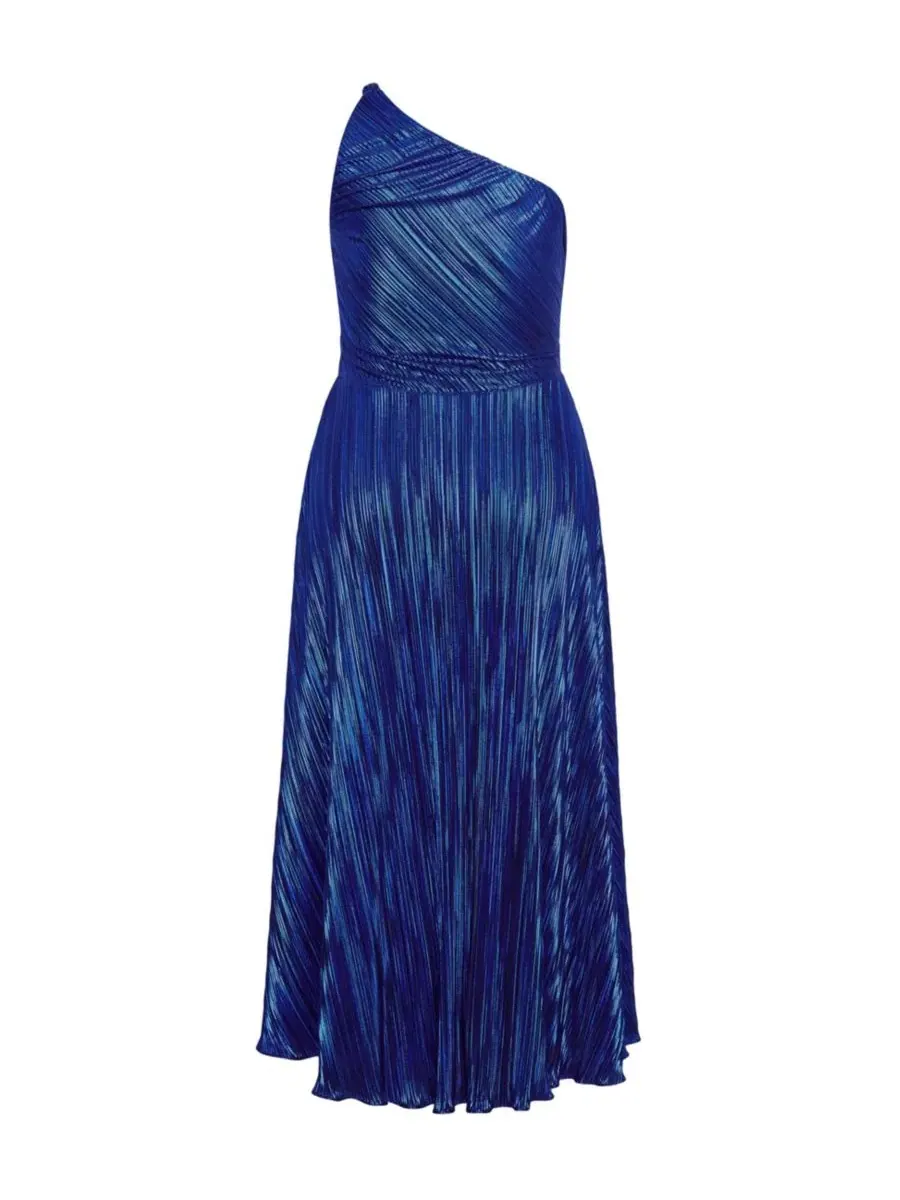 Платье с одним плечом Kamila One Shoulder Metallic Dress CITY CHIC — изображение 4 из 5, темно-синий
