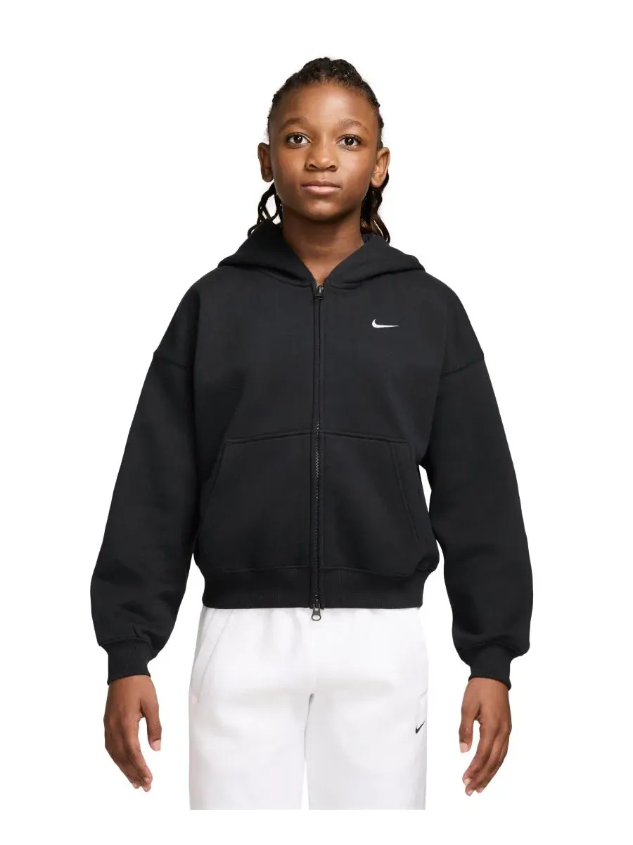 Худи на молнии Nike Sportswear Studio Oversized Fleece Full-Zip — изображение 1 из 3, черный/белый