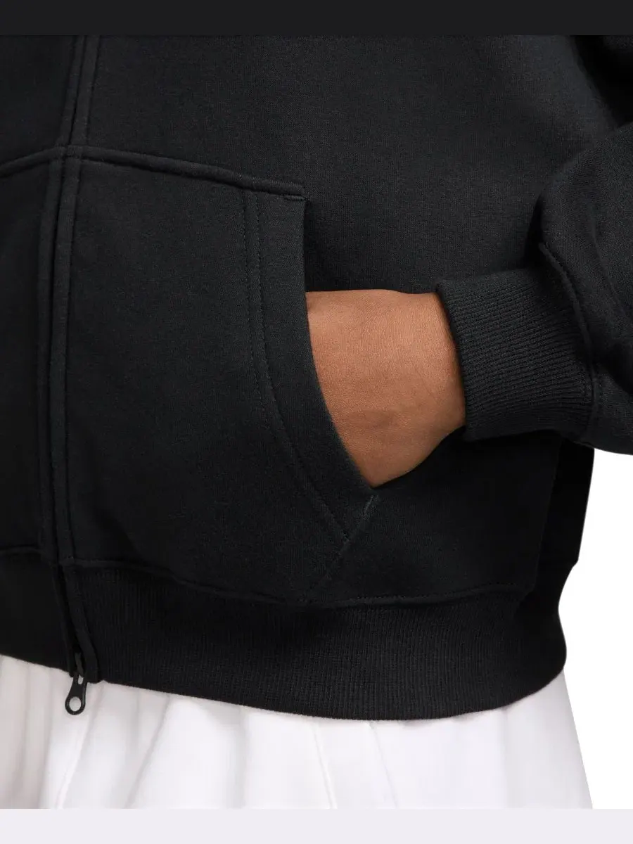 Худи на молнии Nike Sportswear Studio Oversized Fleece Full-Zip — изображение 2 из 3, черный/белый