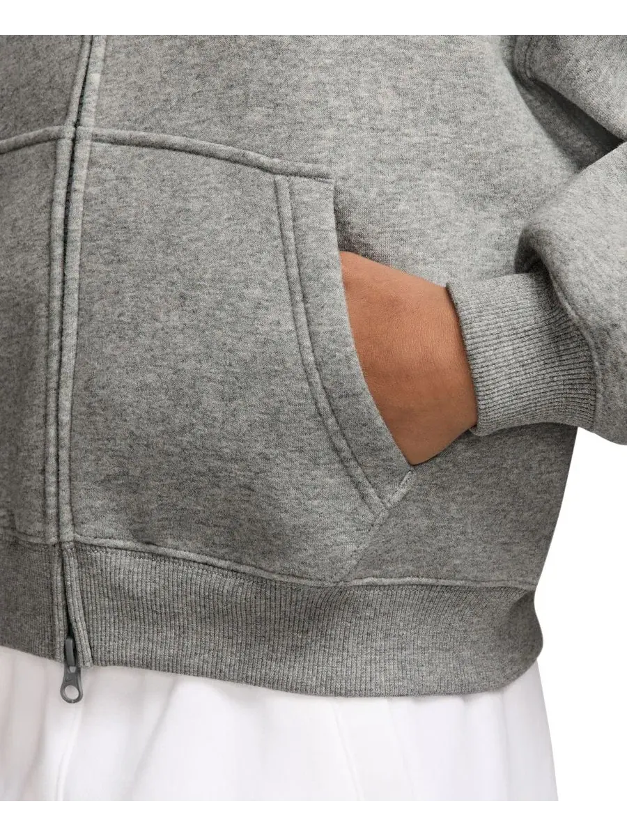 Худи Nike Sportswear Studio Girls' 7-16 Oversized Fleece Full-Zip — изображение 2 из 3, темный серый/серый/белый