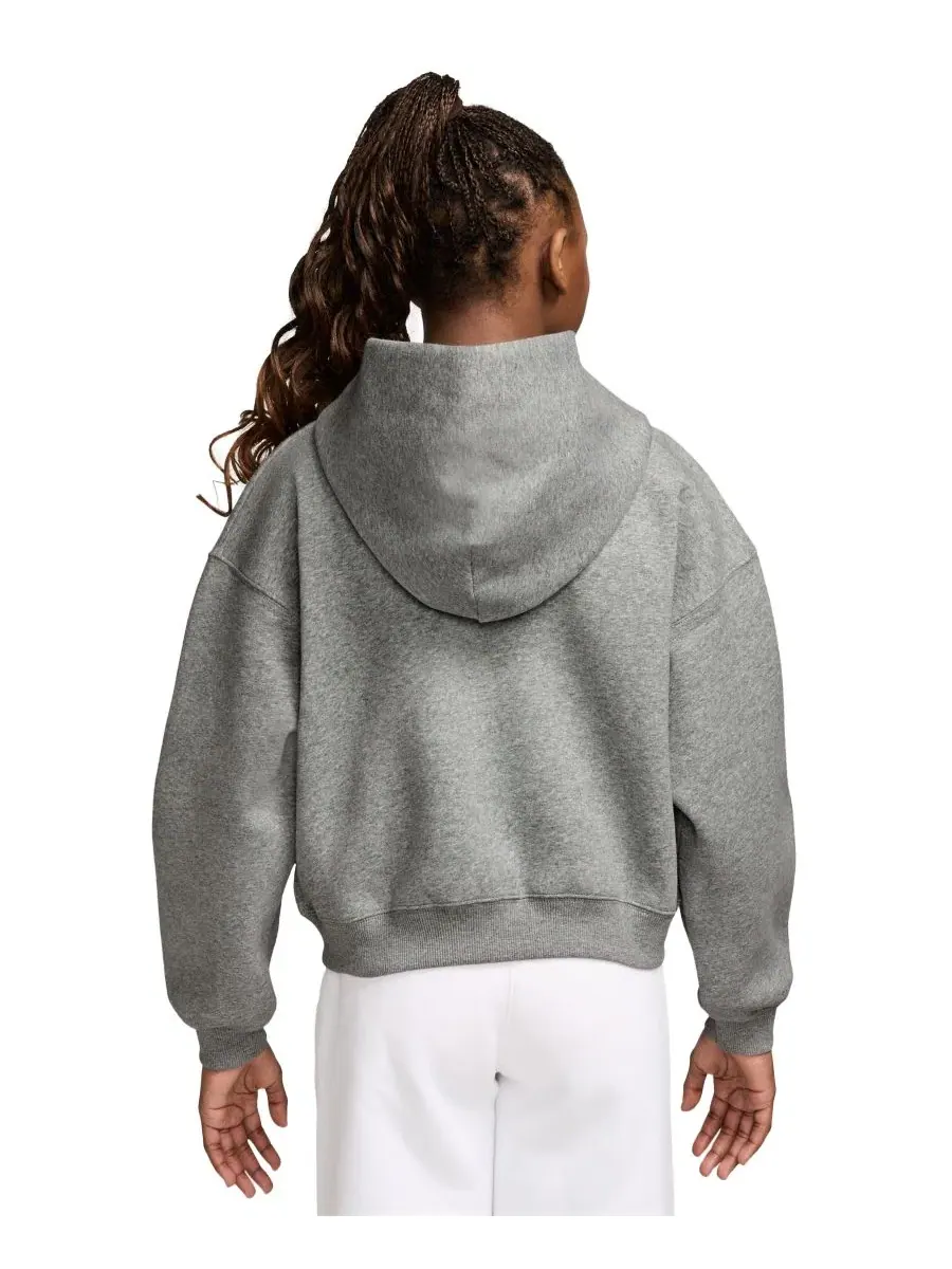Худи Nike Sportswear Studio Girls' 7-16 Oversized Fleece Full-Zip — изображение 3 из 3, темный серый/серый/белый