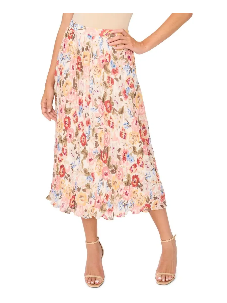 Юбка-миди А-силуэта с цветочным принтом Circular Floral Pleated Vince Camuto