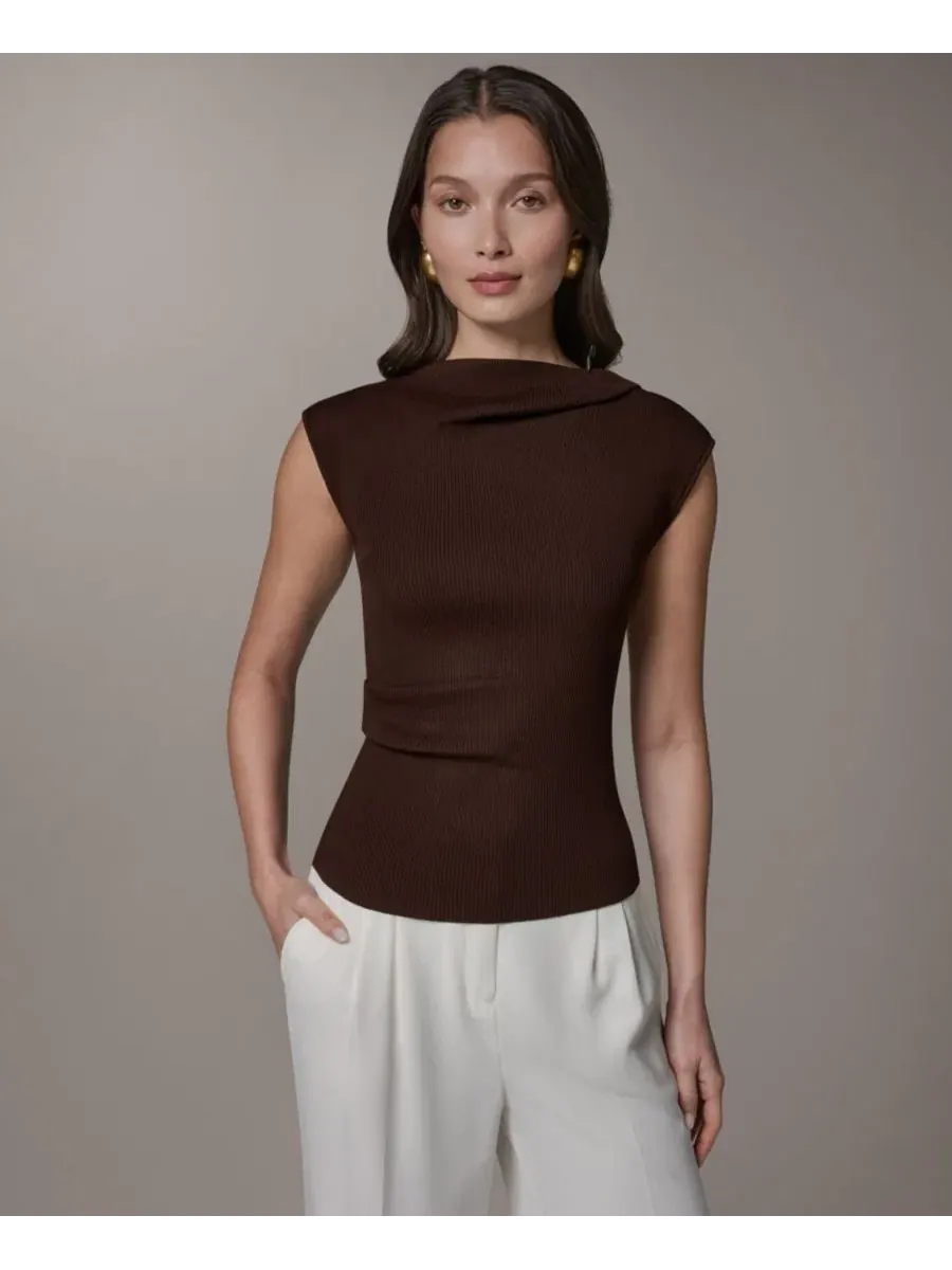 Женский топ-свитер без рукавов с лодочкой Donna Karan New York — изображение 1 из 5, каньонный