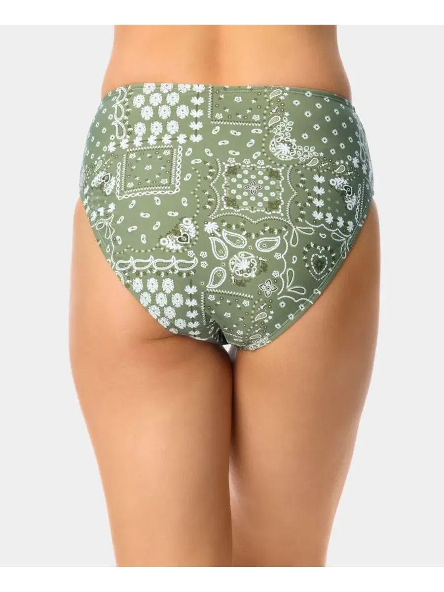 Плавки бикини с принтом Bandana Print California Waves — изображение 2 из 5, оливковый