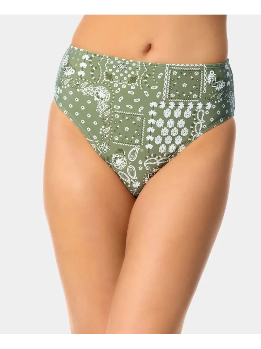 Плавки бикини с принтом Bandana Print California Waves — изображение 4 из 5, оливковый