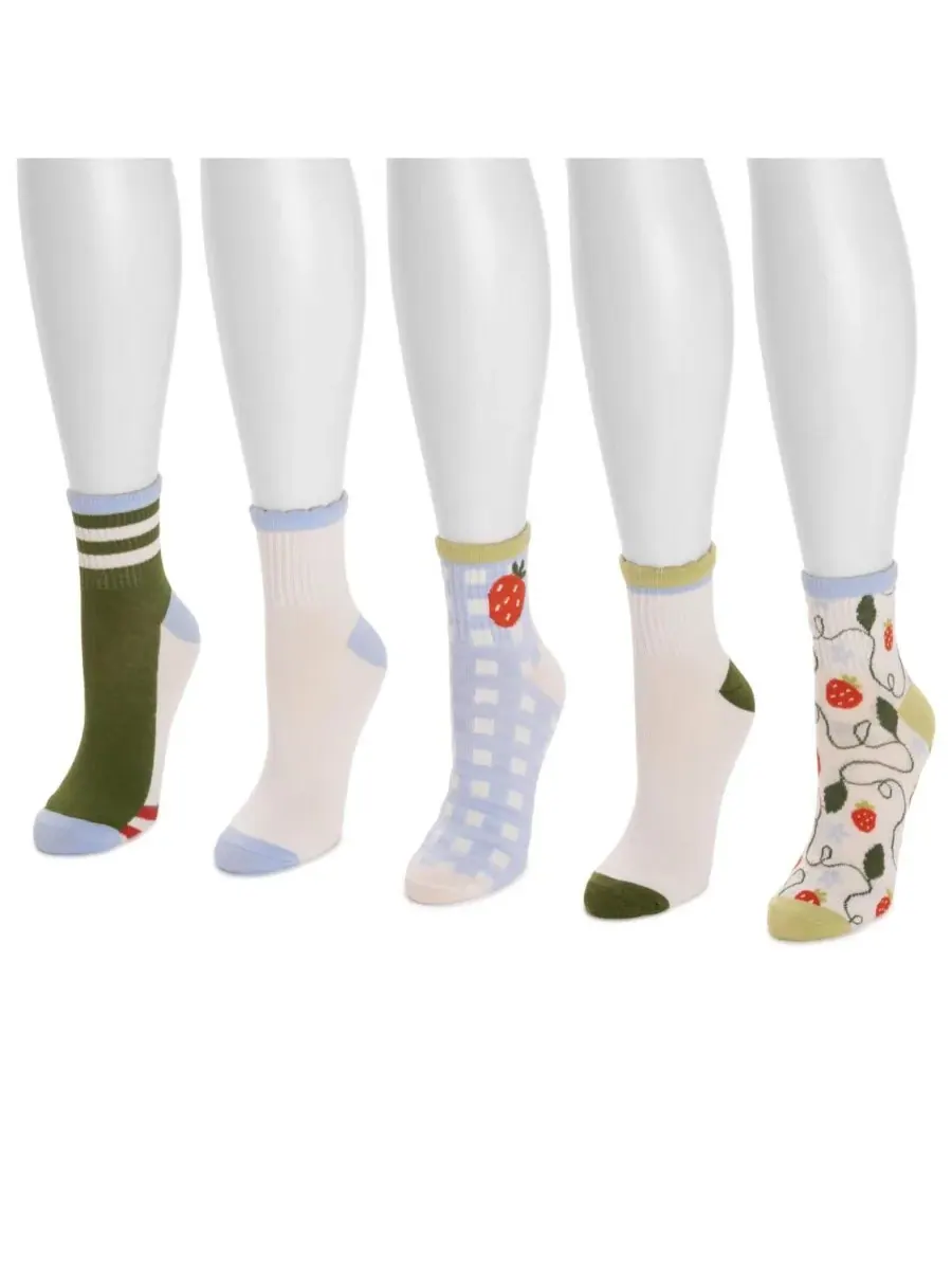 Женские носки Quarter Crew с оригинальным дизайном, упаковка из 5 пар MUK LUKS — изображение 2 из 3, мульти