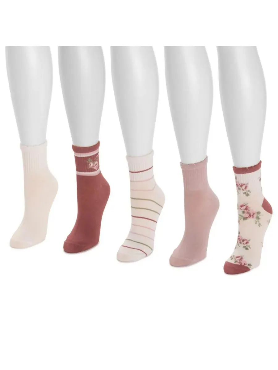 Женские носки Quarter Crew с оригинальным дизайном, упаковка из 5 пар MUK LUKS — изображение 2 из 3, мульти