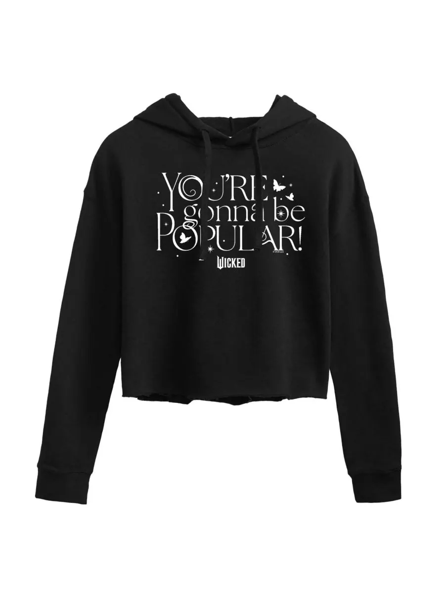 Модная укороченная толстовка с графическим принтом для подростков Hybrid Apparel — изображение 1 из 3, черный