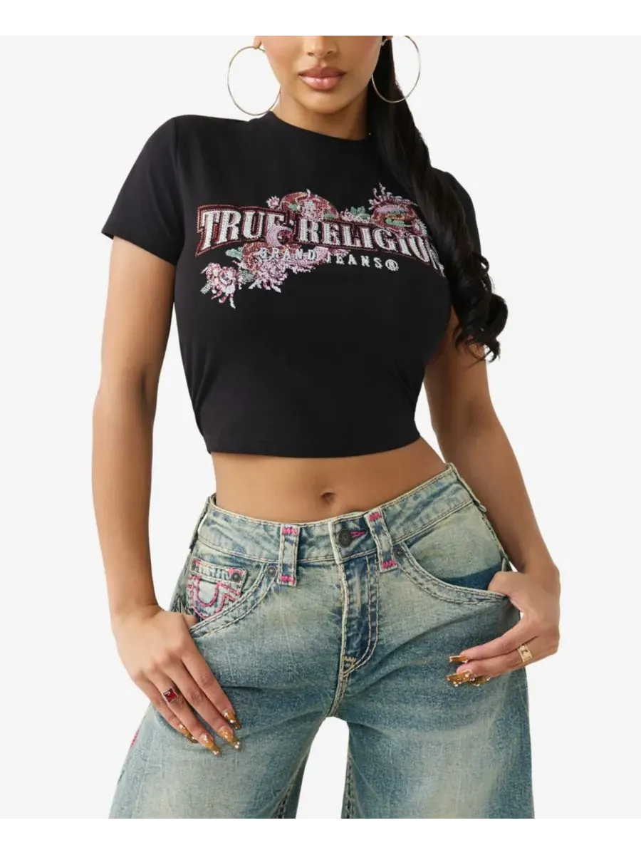 Женская детская футболка с изображением хрустальной змеи True Religion