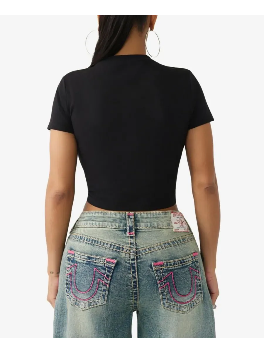 Женская детская футболка с изображением хрустальной змеи True Religion — изображение 3 из 3, черный