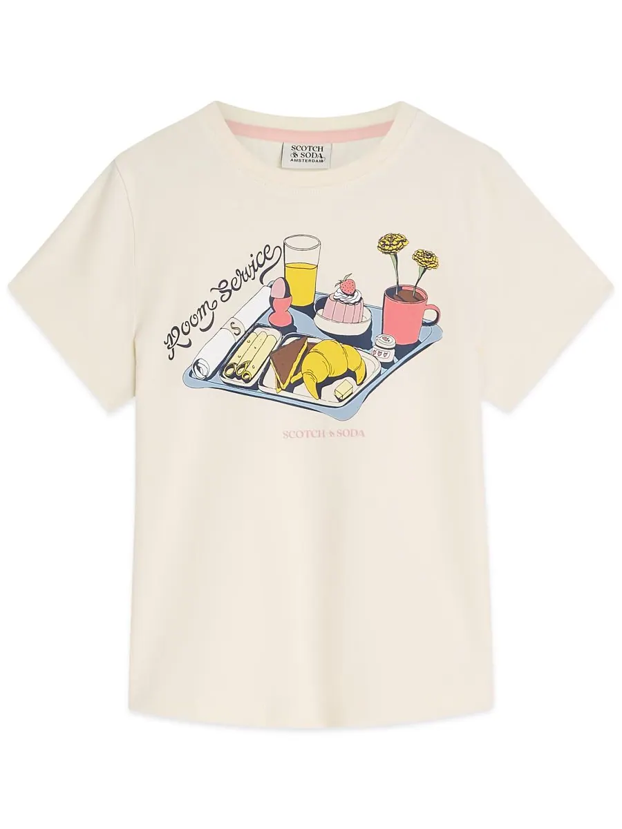 Футболка с коротким рукавом для девочек 7-16 лет SCOTCH & SODA — изображение 1 из 3, бежевый