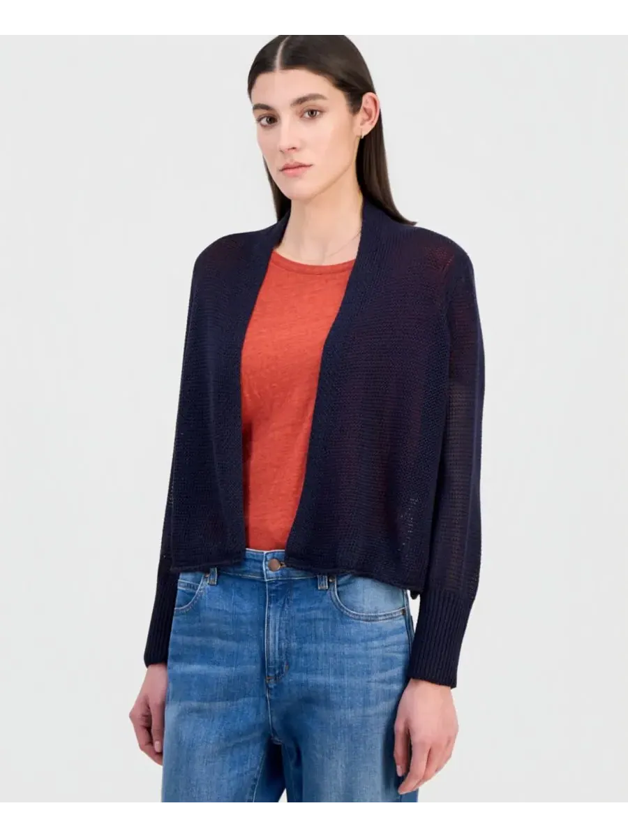 Женский укороченный кардиган с открытой передней частью Eileen Fisher — изображение 1 из 3, чернильный