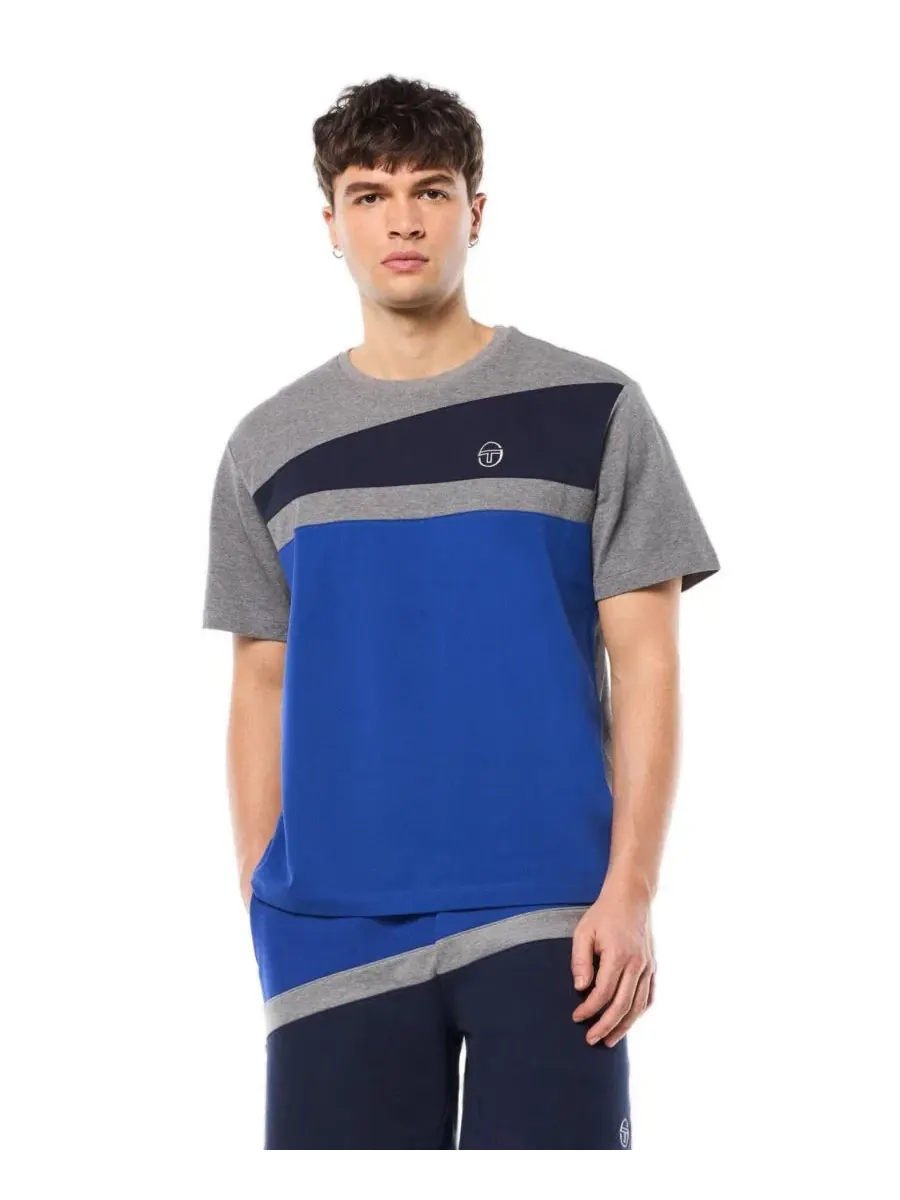 Футболка из хлопкового пике с цветовым блоком Affilato Fashion Sergio Tacchini, Deep Ultramarine