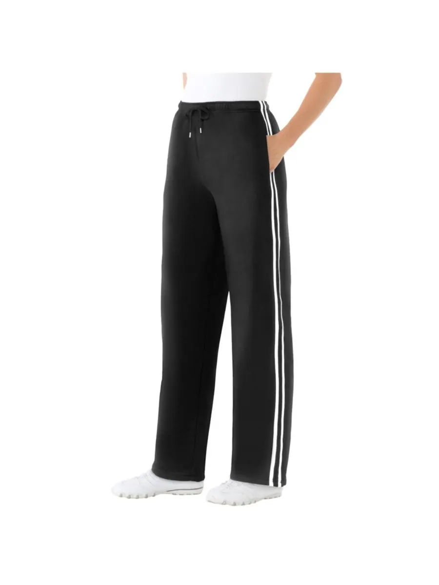 Спортивные штаны Plus Size Within из флиса с боковыми полосками, надеваемые через голову Woman — изображение 1 из 3, белый