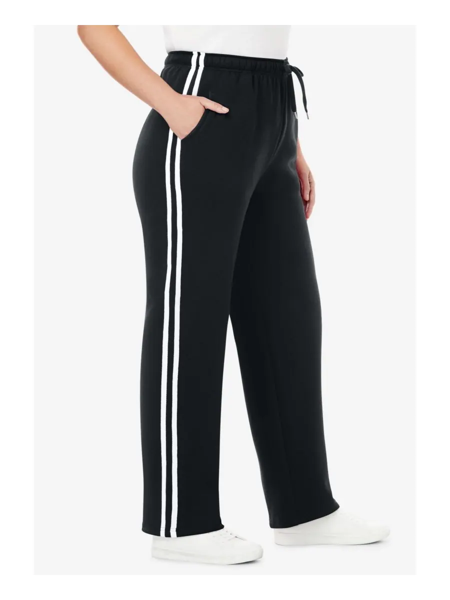 Спортивные штаны Plus Size Within из флиса с боковыми полосками, надеваемые через голову Woman — изображение 3 из 3, белый