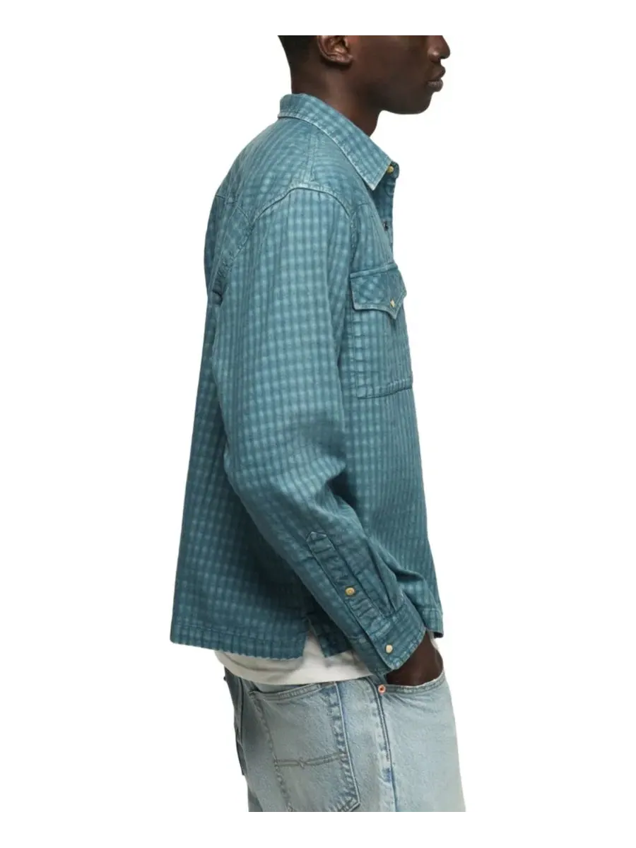 Мужская рубашка с длинным рукавом свободного кроя Western Flannel Lucky Brand — изображение 3 из 5, камнестень
